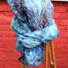 Šál veliký tyrkyso-modro- petrolejový,180x90 cm