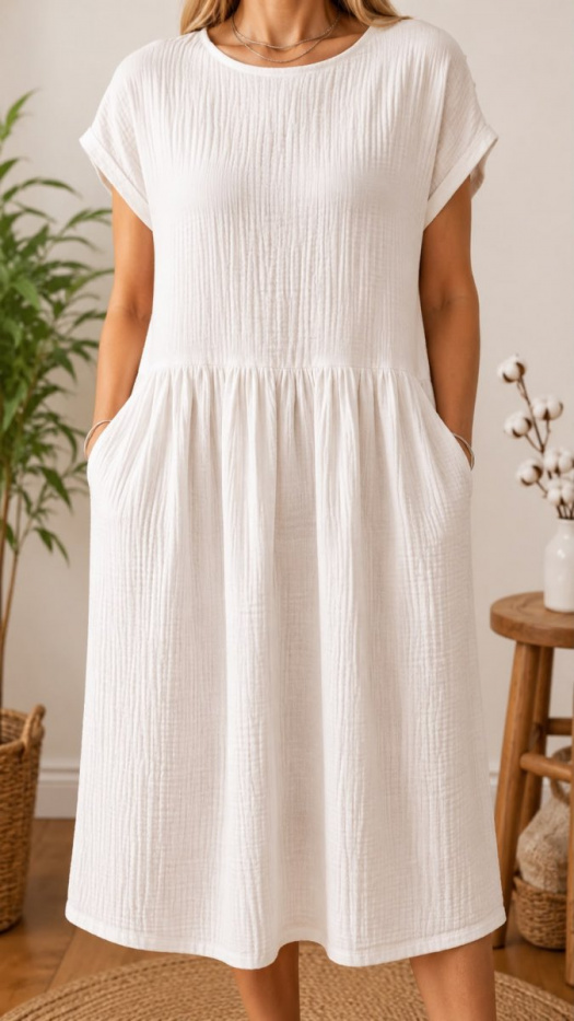 Mušelínové šaty bílé - velikost S - XL