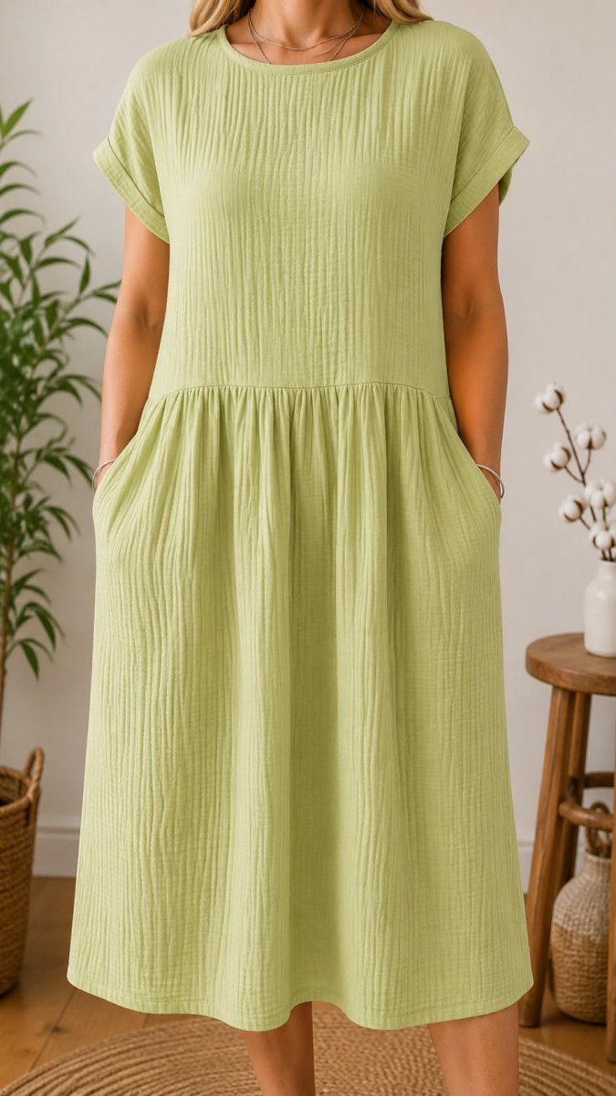 Mušelínové šaty zelenkavé - velikost S - XL