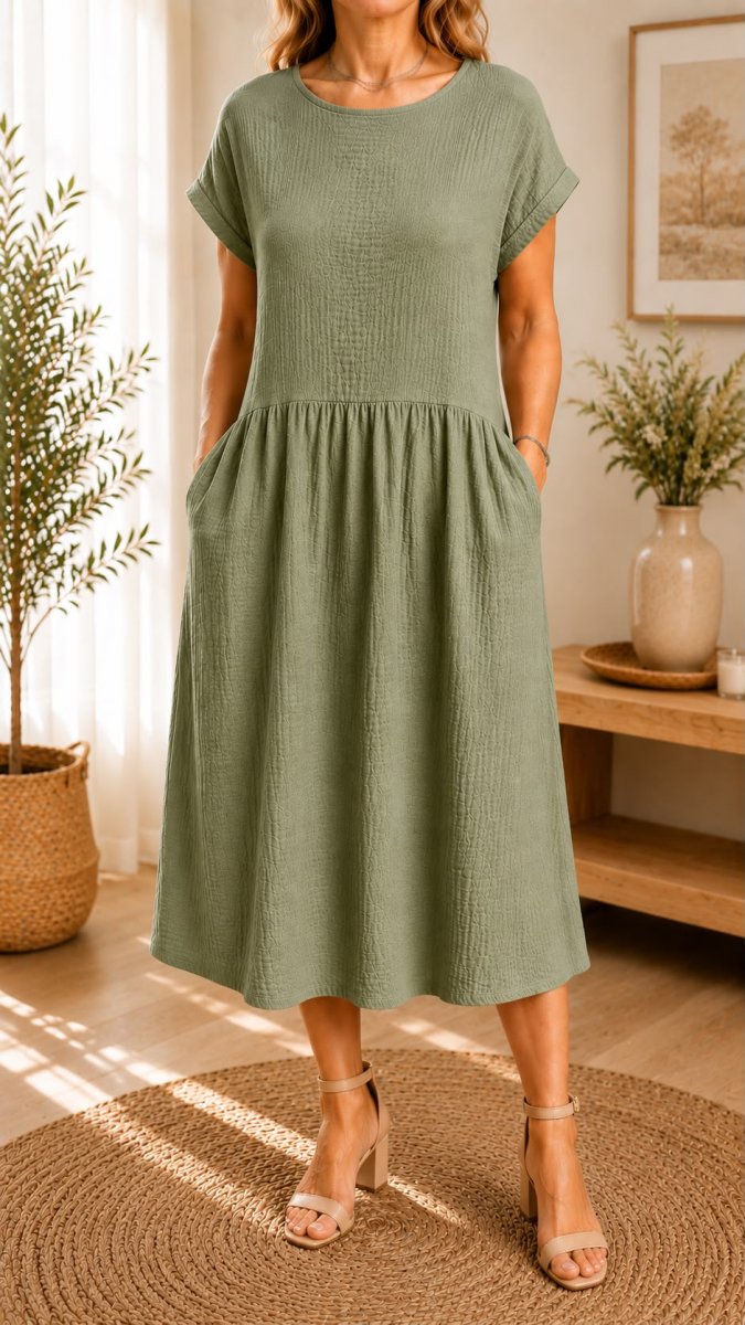 Mušelínové šaty khaki - velikost 2XL - 3XL