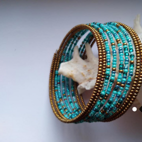 Paměťový náramek - tyrkys s brozovou