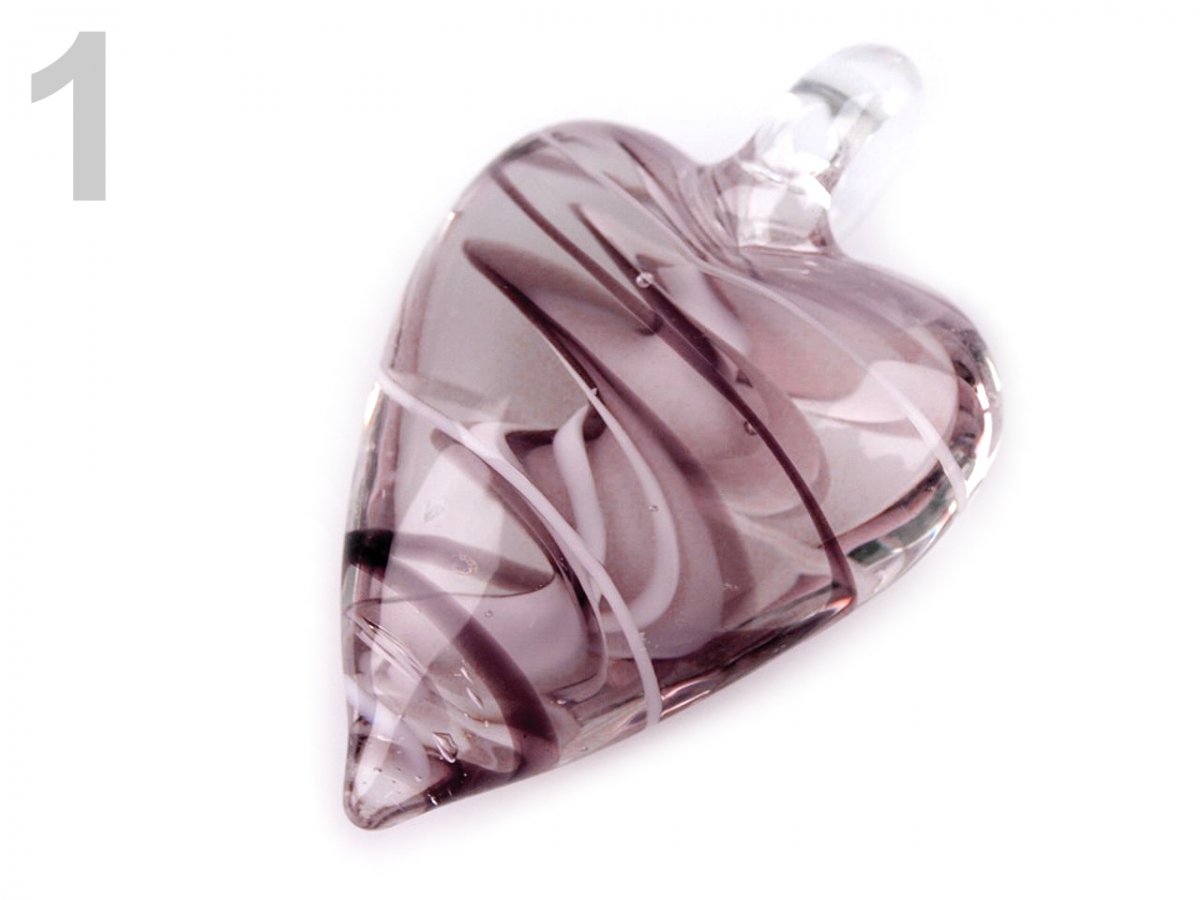 Přívěsek skleněné srdce 15x30x45mm