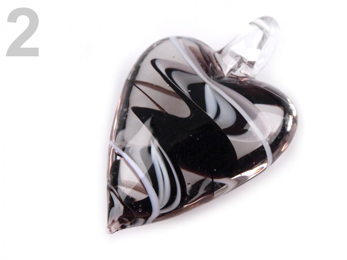 Přívěsek skleněné srdce 15x30x45mm