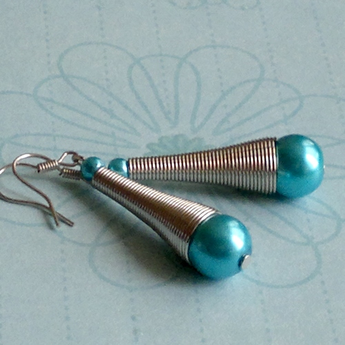 Tyrkysové spirálkové náušnice