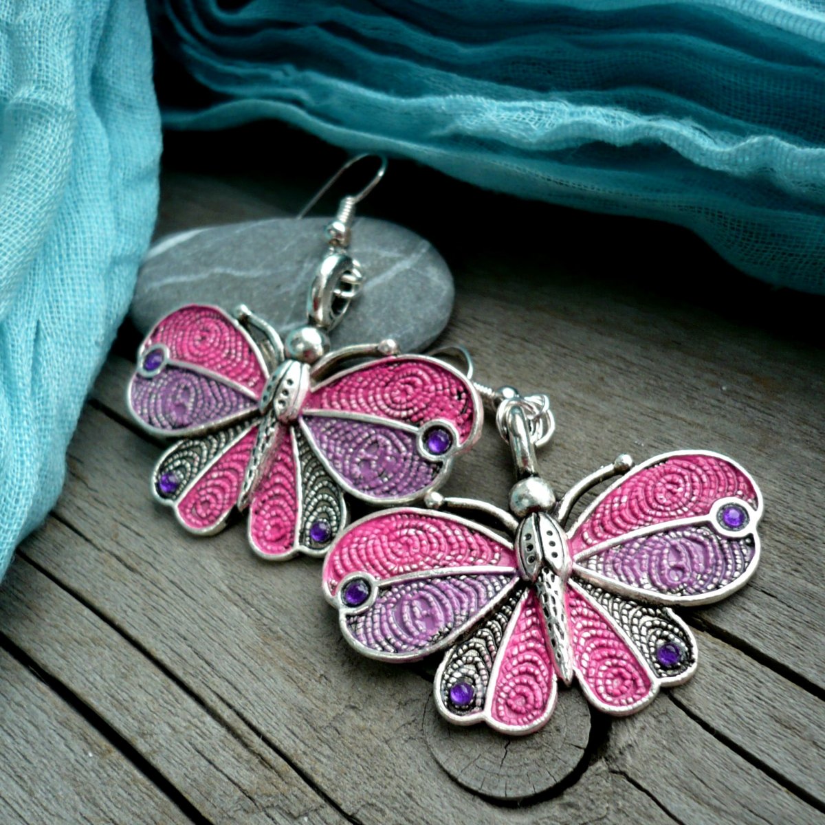 Růžovoočka - náušnice