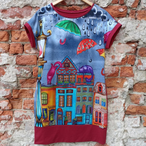 Šaty - deštníky a domy, velikost L