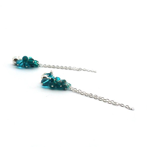 Petrolejové dlouhé klipsové náušnice 