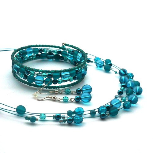 Petrolejový náhrdelník s náušnicemi - delší