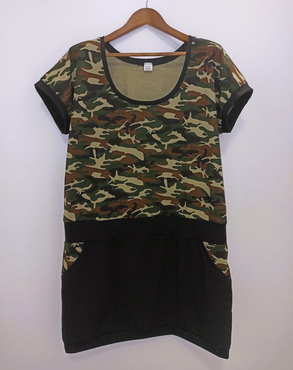 Šaty maskáč s černou sukní - na přání