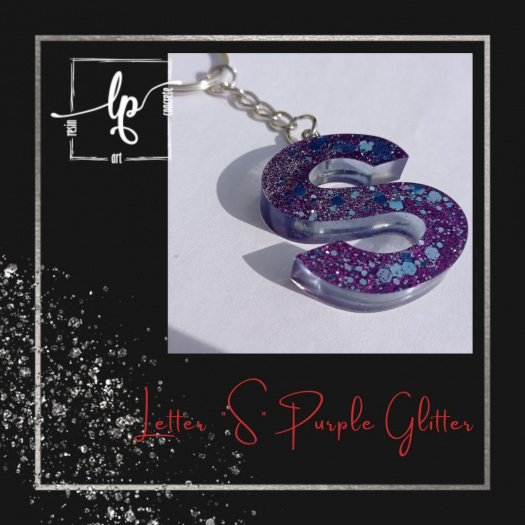 Letter "S" Purple Glitter