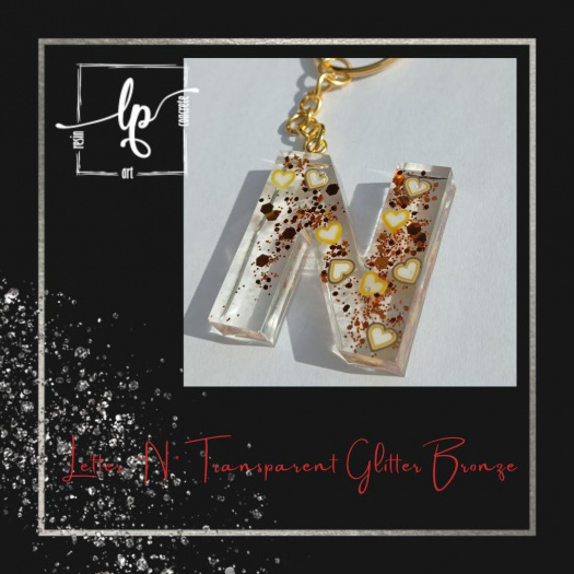 Letter "N" Transparent Glitter Bronze