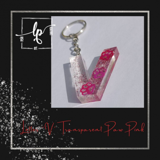 Letter "V" Transparent Paw Pink