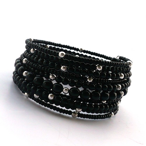 Černostříbrný široký náramek