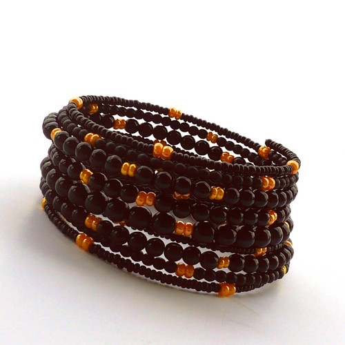 Černooranžový široký náramek