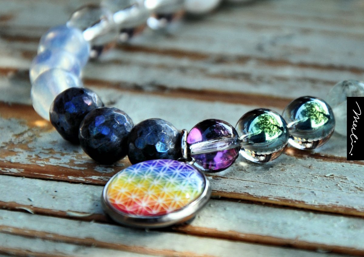 Aura - osmá čakra - náramek z minerálů mix