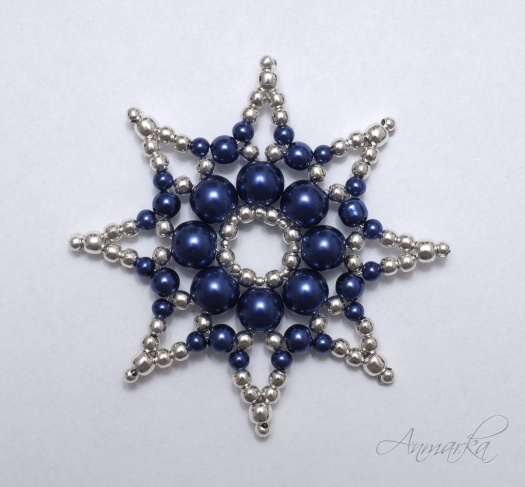 kovová hvězda modro-stříbrná 3