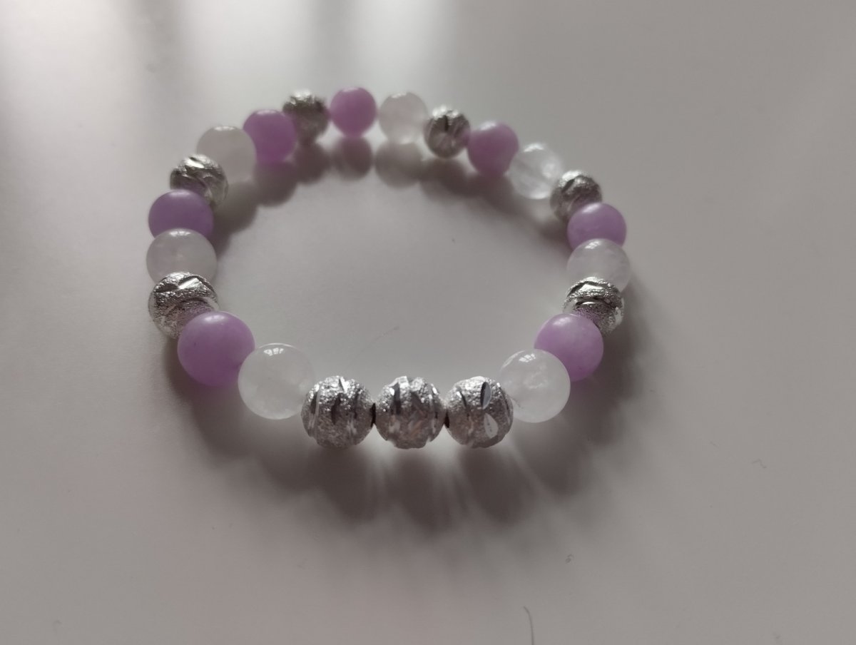 Náramek s minerály jadeid a křišťál