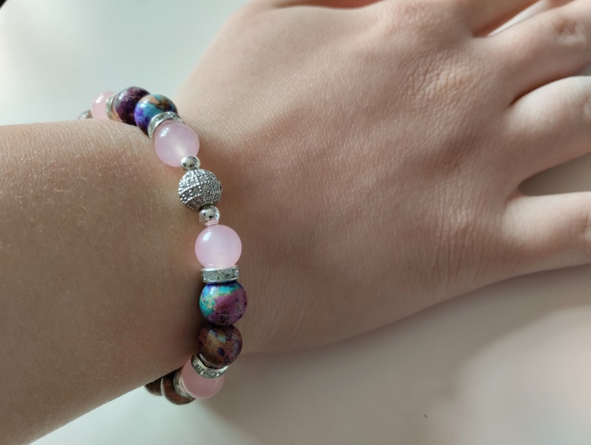 Náramek minerálů jaspis+růženín