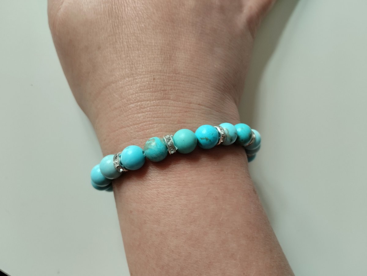 Náramek z minerálu tyrkenit s rondelkami