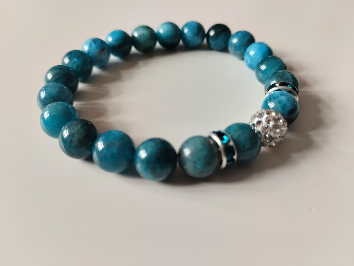 Náramek z minerálu apatit s rondelkami
