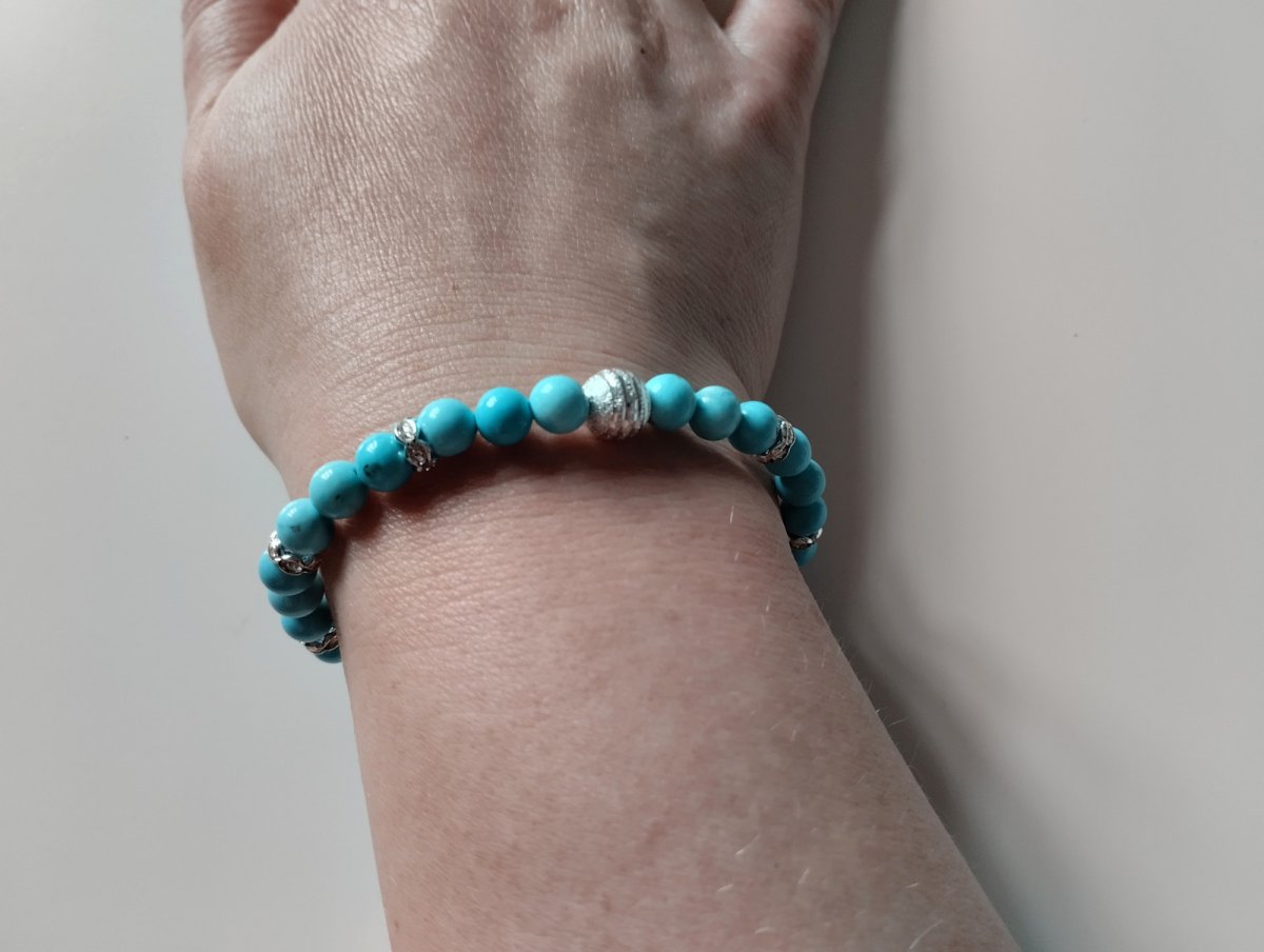 Náramek z minerálu tyrkenit s rondelkami