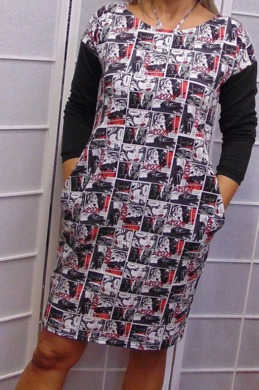 Šaty s kapsami KOMIKS, velikost XL  ~ SLEVA ~