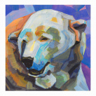Originální akrylová malba, Lední medvěd, 30 × 30 cm