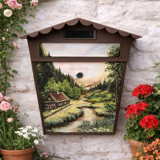 Ručně malovaná poštovní schránka – krajina 