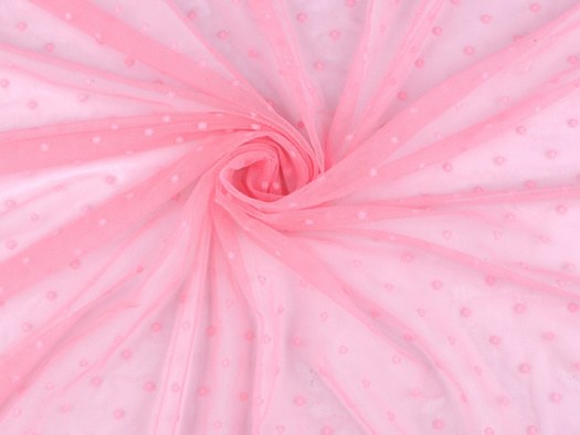 Elastický tyl s puntíky š.100 cm (10cm) - pudrová