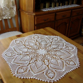 Háčkovaná dečka - bílá - ananasový vzor