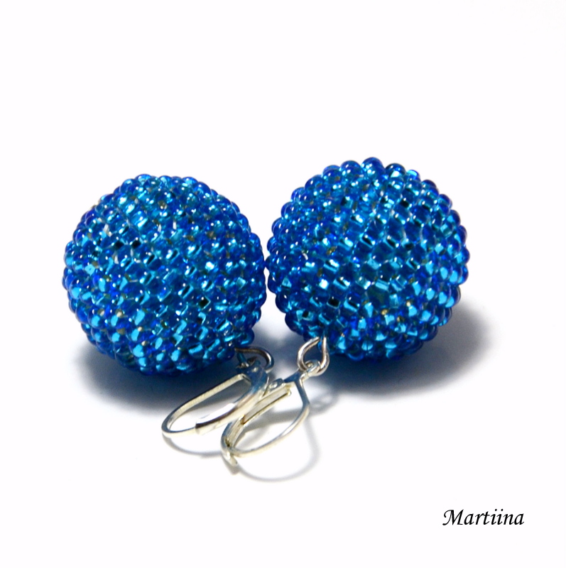 Modré kuličkové náušničky 