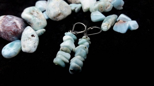 Larimar - zlomkové náušky chir.ocel