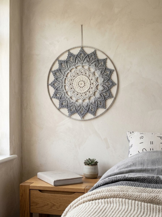 Mandala Šedá hvězda - průměr 40 cm