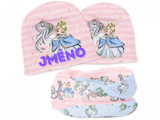 Set čepice a nákrčníku bez jména Princezna,vel 47-54