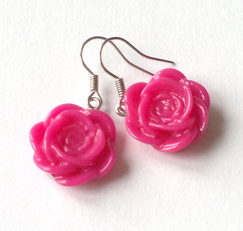 Růžové růže - náušničky