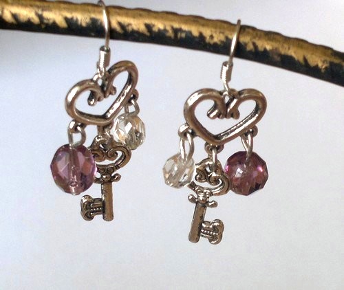 Náušnice klíč k srdci