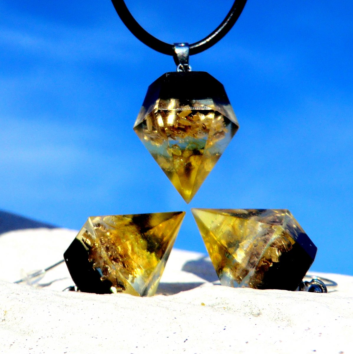 Orgonitová souprava * Diamant * Citrín ŠTĚSTÍ/krátké nauš.