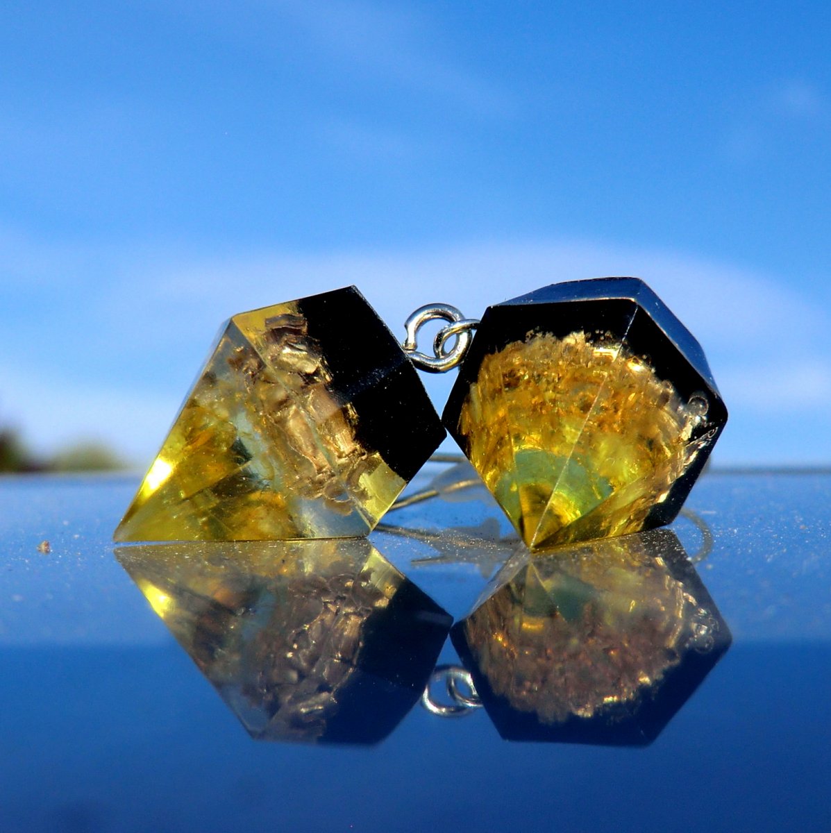 Orgonitové naušničky * Diamant * Citrínové ŠTĚSTÍ/krátké