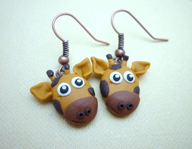 Fimo náušnice - žirafy