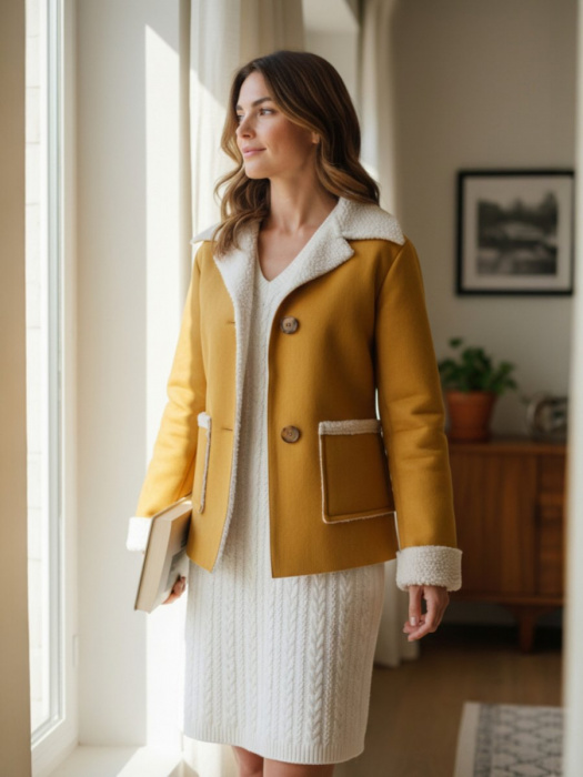 Dámské semišové sako hořčice-S