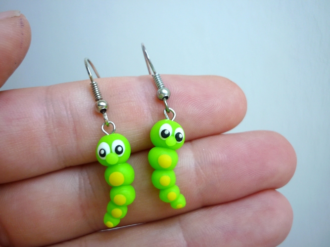 Neon housenky - fimo náušnice 