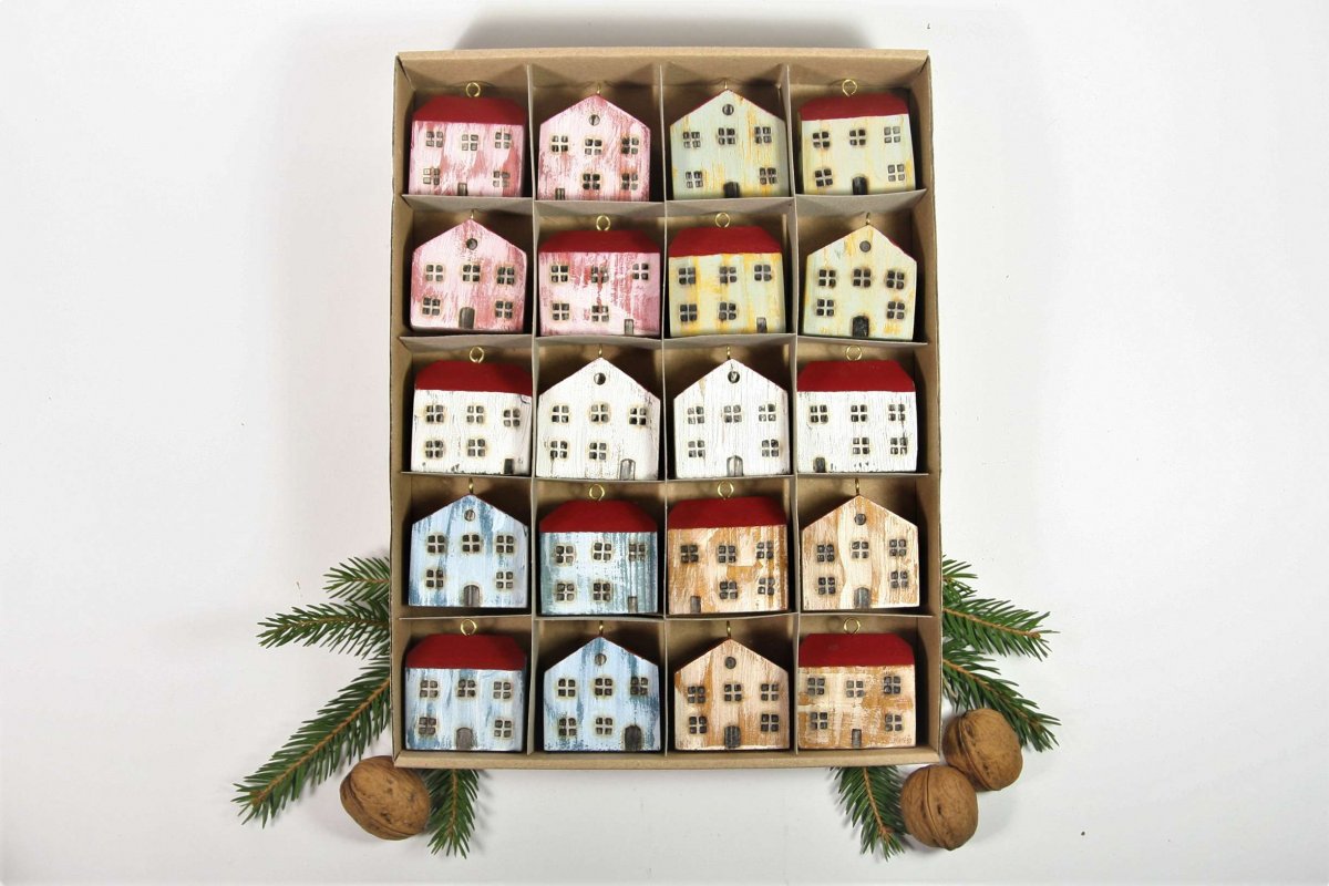 Velká dárková sada dřevěných domečků - 20 ks