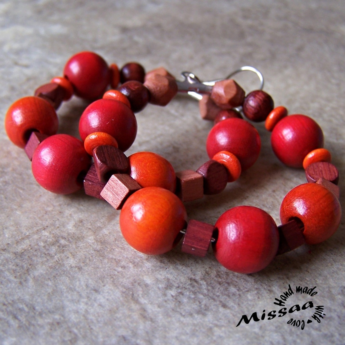 Náušnice z dřevěných korálků I. - Kruh