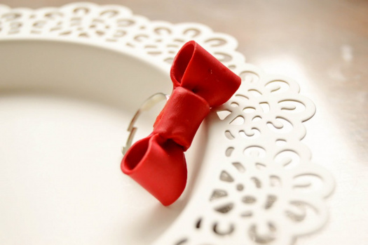 Červená mašlička -prsten