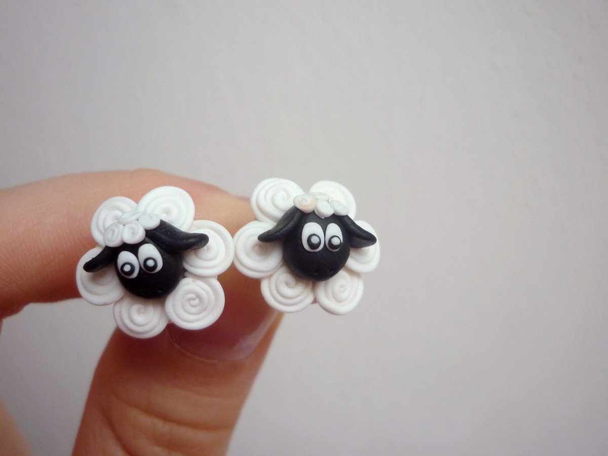 Ovečky fimo náušnice