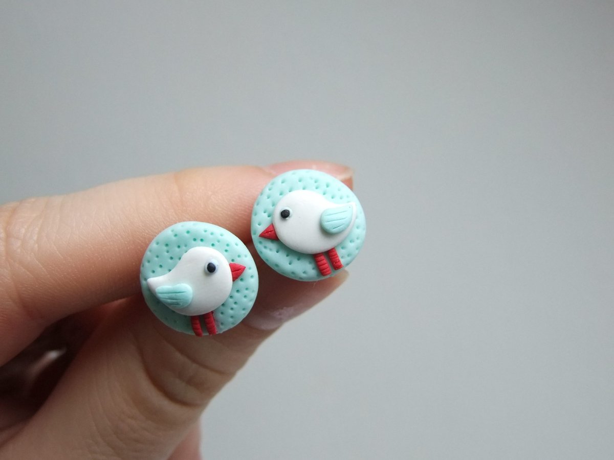 Nové náušnice - Mint ptáčci 