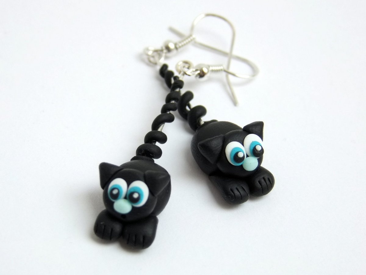 Kočičky fimo náušnice
