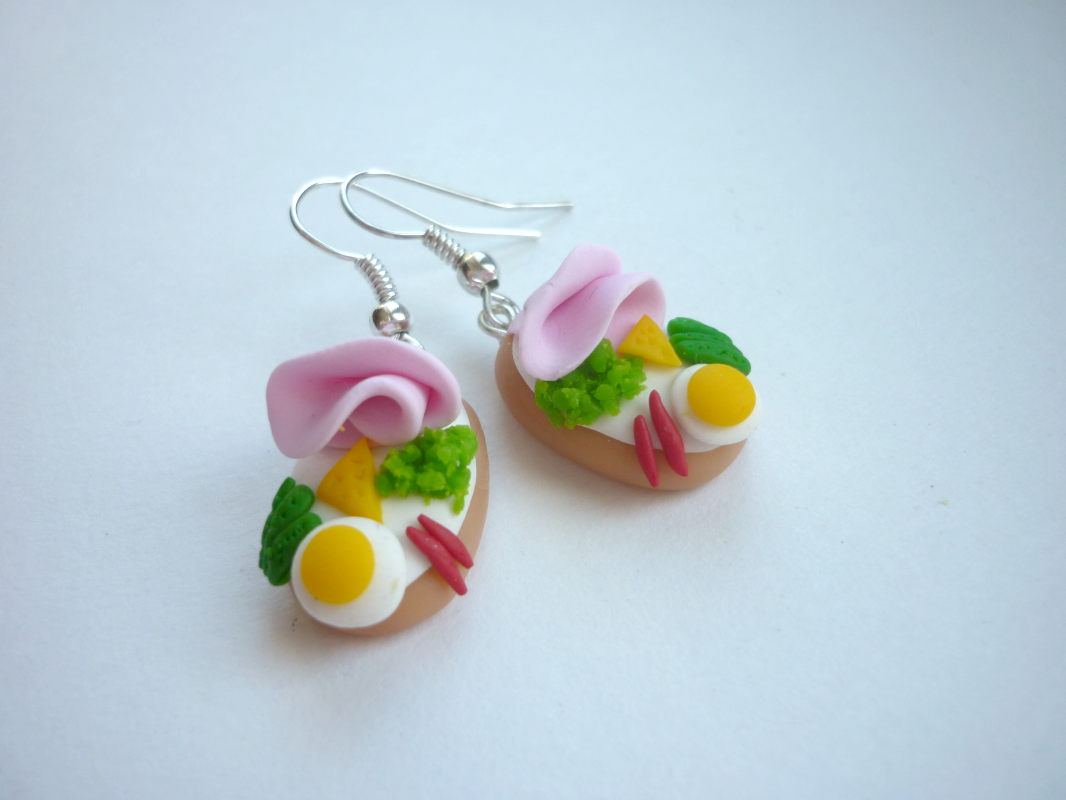 Chlebíčky fimo náušnice