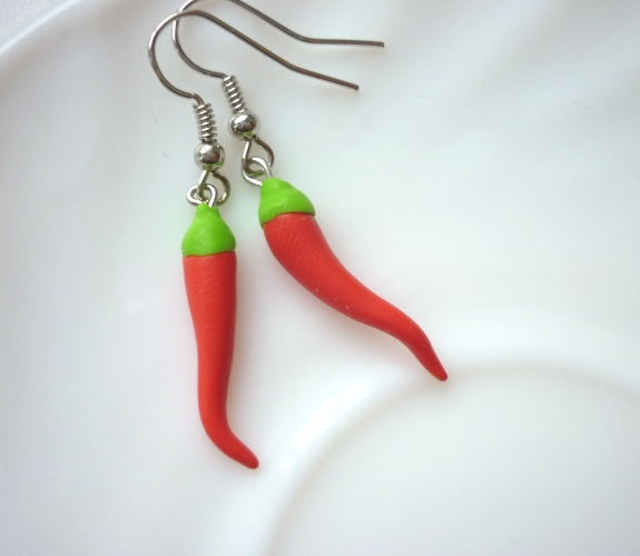 chilli papričky - fimo náušnice