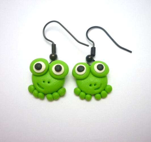 Náušnice fimo žáby